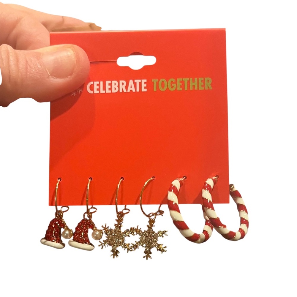 NNW Red and Gold Holiday Earrings Set - Picture 1 of 8